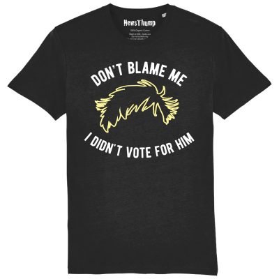 Don't blame me I didn't vote for him T-shirt in black