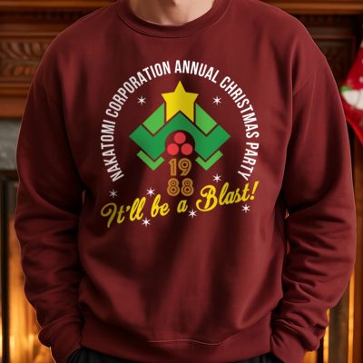 Nakatomi Corporation Christmas Party 1988 Christmas jumper in Burgundy