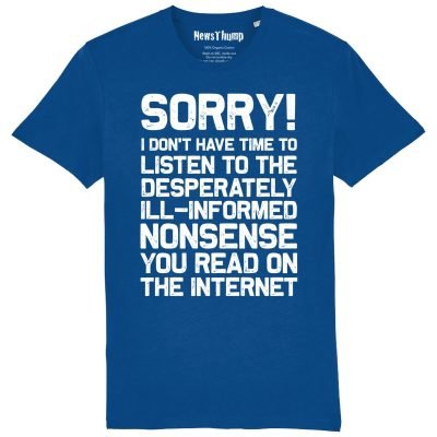 Desperately ill-informed nonsense T-shirt in Majorelle blue