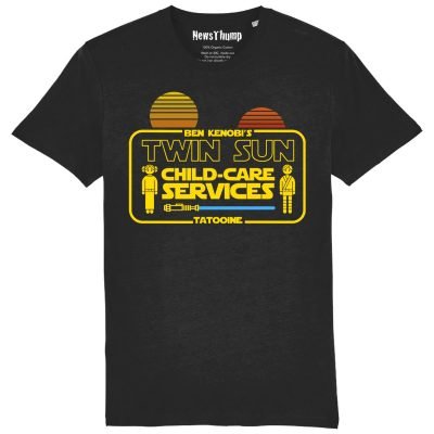Ben Kenobi's Twin Sun Child-Care Services T-shirt in black