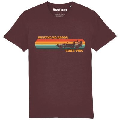 Needing No Roads since 1985 T-shirt burgundy