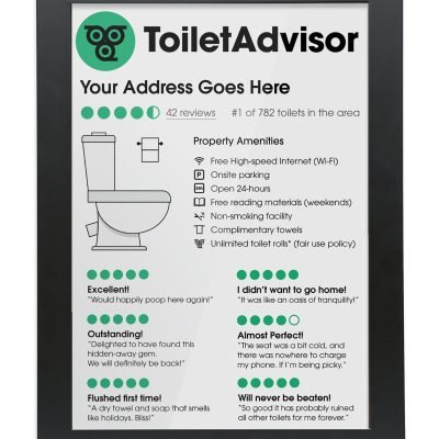Personalised Toilet Review Print A4 frame