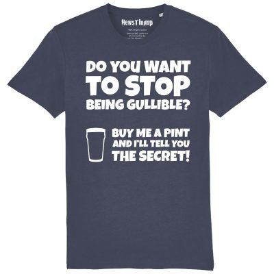 Stop being gullible T-shirt India Ink Grey