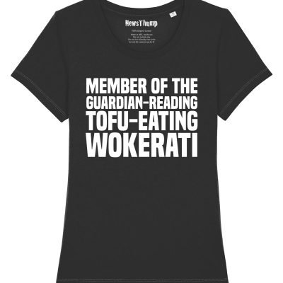 Guardian-reading Tofu-eating Wokerati women's T-shirt black