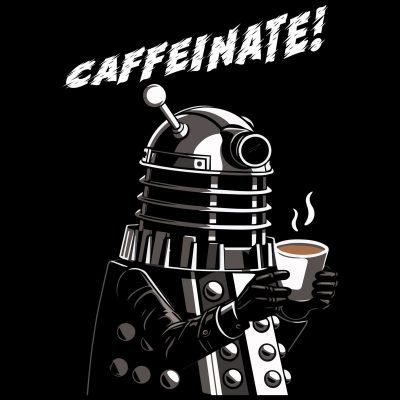 Caffeinate Dalek T-shirt close up