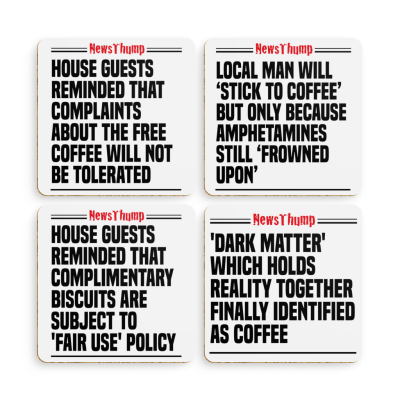 Pack of 4 NewsThump Headline coasters