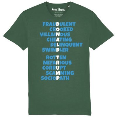 Donald Trump Fraudster T-shirt Bottle Green