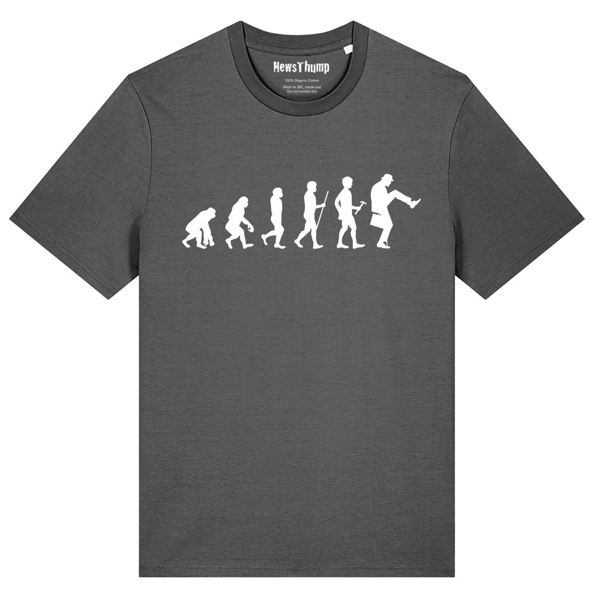 Evolution of man to silly walk T-shirt