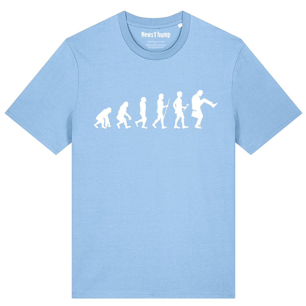 Evolution of man to silly walk T-shirt