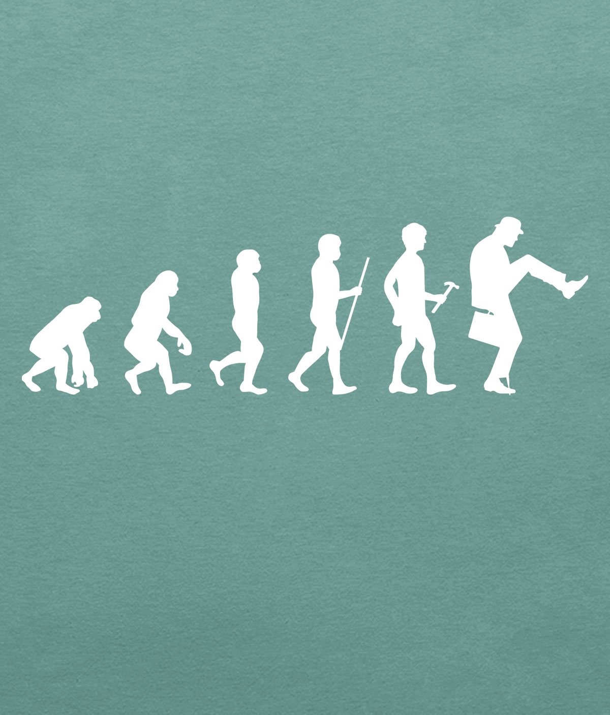 Evolution of man to the silly walk T-shirt close up