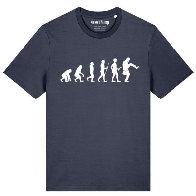 Evolution of man to silly walk T-shirt