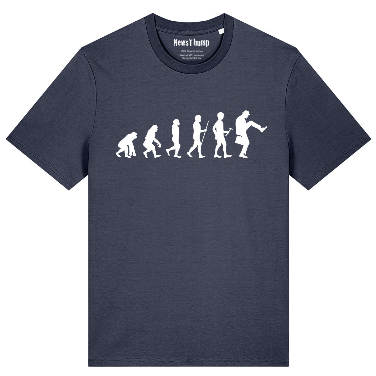 Evolution of man to silly walk T-shirt