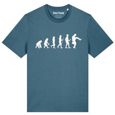 Evolution of man to silly walk T-shirt