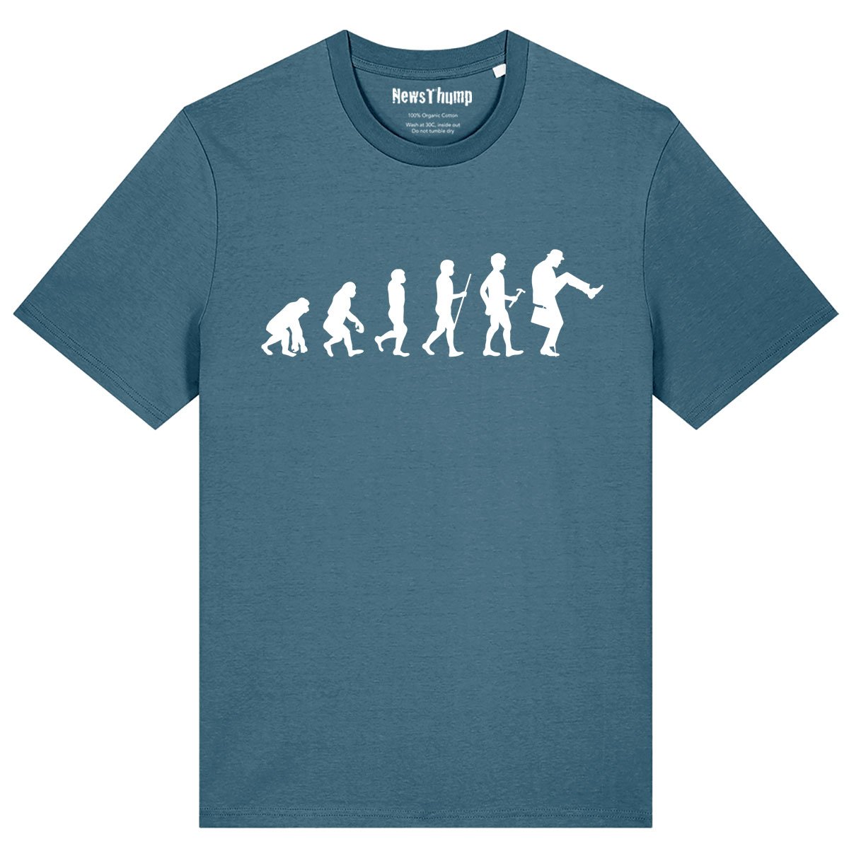 Evolution of man to silly walk T-shirt