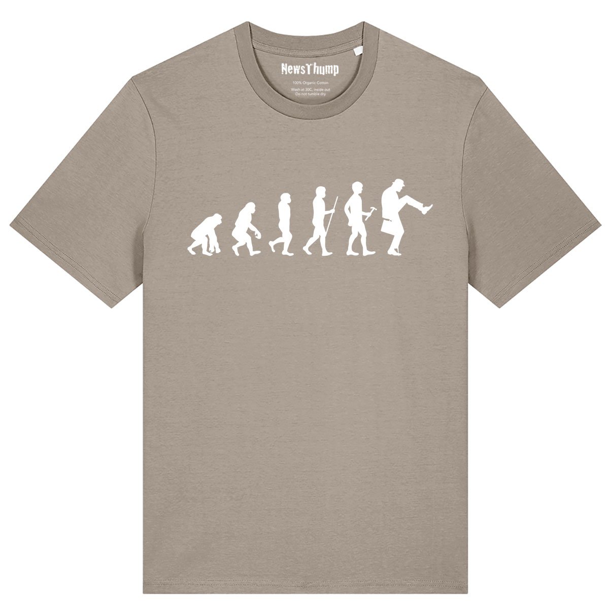 Evolution of man to silly walk T-shirt