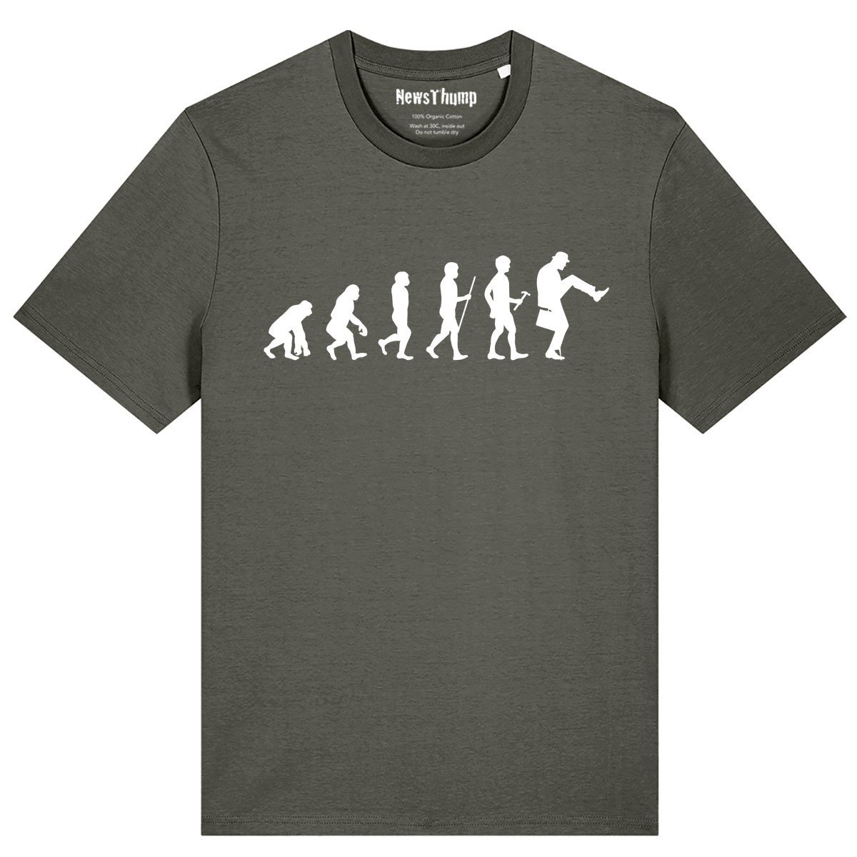 Evolution of man to silly walk T-shirt