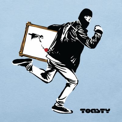 HappyToast Stolen banksy T-shirt close up