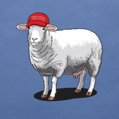 MAGA Sheep T-shirt Close up Bright Blue