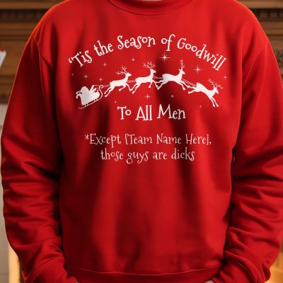 Season of Goodwill to all Men Personalised Christmas Jumper for football fans