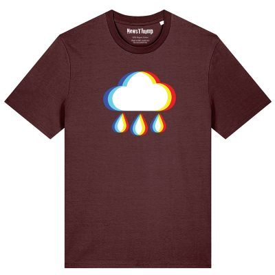 Glitched raincloud T-shirt in Burgundy