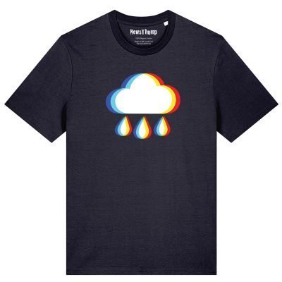 Glitched raincloud T-shirt in French Navy