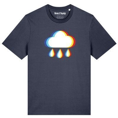 Glitched raincloud T-shirt in India Ink Grey