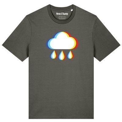 Glitched raincloud T-shirt in Khaki