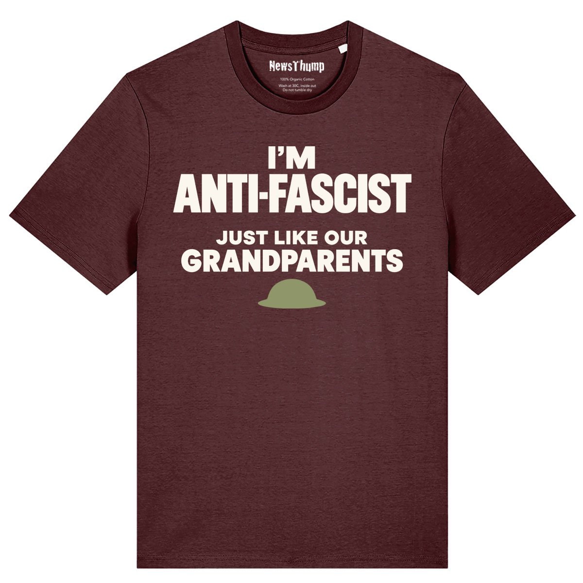I'm anti-fascist (just like our grandparents) T-shirt in Burgundy