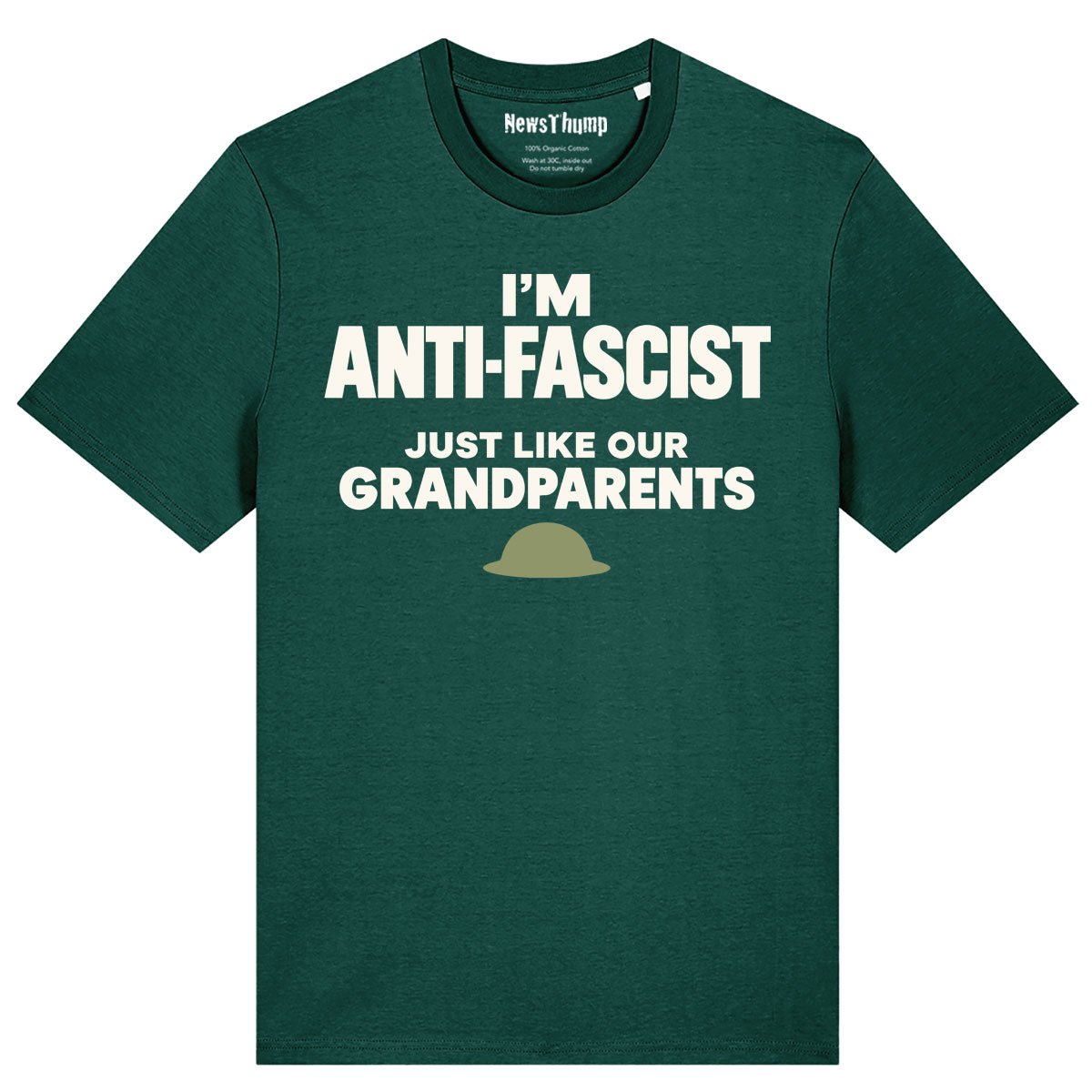 I'm anti-fascist (just like our grandparents) T-shirt in Glazed Green